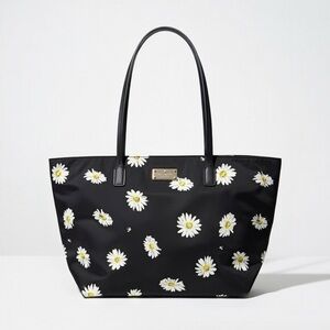 Kate Spade Black Daisy Floral Nylon Tote Bag